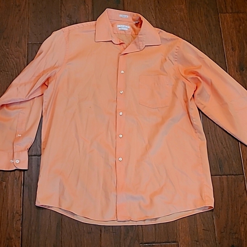 💥3for$12💥 Van Heusen men's Lux Sateen button-up dress shirt size 16.5 32/34